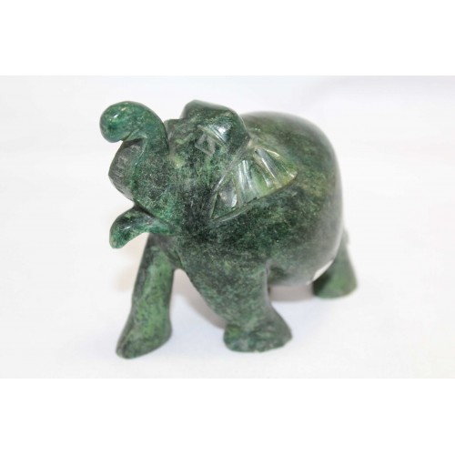 Figurine Handmade Carved Natural Green Jade Stone Elephant Statue 